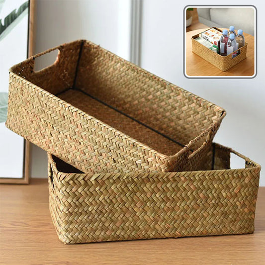 Boîte de rangement en rotin de style japonais, panier tissé à la main